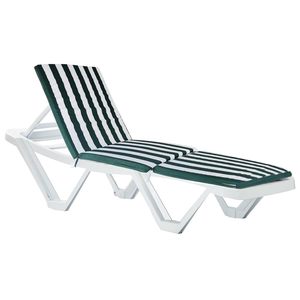 Cojín para Tumbona de Jardín, 58x180 cm, 4 cm de Grosor, Verde con Rayas Blancas, Respaldo para Silla de Exterior - Product Image 1
