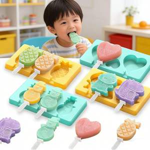 Moule à glace DIY en silicone de qualité alimentaire sans BPA, motif animaux de dessin animé, avec couvercle, <span class=keywords><strong>pour</strong></span> la fabrication de bâtonnets glacés et de crèmes glacées <span class=keywords><strong>pour</strong></span> enfants - Product Image 6