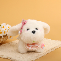 Gantungan Kunci Boneka Anjing Mini Berlian Berkilau dengan Bib Renda dan Pita Bunga, Boneka Anjing Mini untuk Hiasan Tas, Hadiah Kawaii untuk Remaja