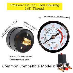 Manomètre universel pour compresseur d'air, affichage double échelle Psi Kpa - Product Image 4