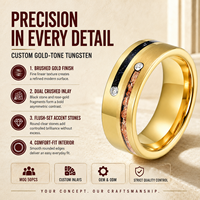 Bague personnalisée en carbure de tungstène doré pour homme, incrustation en feuille d'or rose, rainure noire, pierre CZ, finition brossée, ajustement confortable, alliance de mariage, bijoux