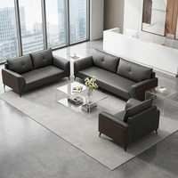 Ensemble de canapés professionnels en cuir synthétique épais, design industriel moderne pour salle de repos d'entreprise et salon d'accueil