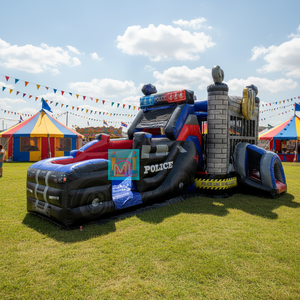 Château gonflable commercial <span class=keywords><strong>de</strong></span> haute qualité avec toboggan, château gonflable à thème voiture <span class=keywords><strong>de</strong></span> <span class=keywords><strong>police</strong></span> pour les fêtes d'enfants - Product Image 3