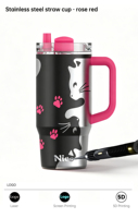 كوب سفر معزول حراريًا سعة 30 أونصة من الفولاذ المقاوم للصدأ بجدار مزدوج مانع للتسرب مع مقبض وقش للقهوة والشاي