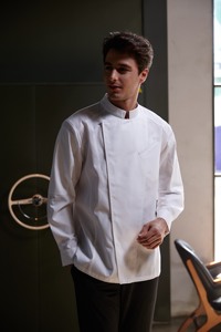Veste <span class=keywords><strong>de</strong></span> <span class=keywords><strong>Chef</strong></span> en Polyester Brodé Personnalisable, Durable et Lavable, pour la Restauration Fine, Tenue <span class=keywords><strong>de</strong></span> Travail Professionnelle pour Restaurant, Coupe 3D, Image Professionnelle - Product Image 3