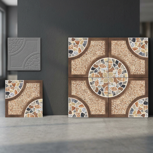 Carreaux de sol en céramique marbrée marron-brun lumineuse 40x40cm, finition mate, porcelaine, design d'intérieur - Product Image 1