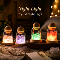 Diffuseur d'arômes en cristal multicolore, ornement en pierre, cloche en verre créative avec veilleuse LED, décoration d'intérieur pour huiles essentielles, artisanat
