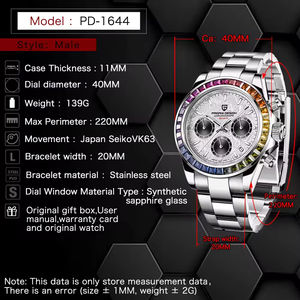 นาฬิกา1644อุกกาบาตหน้าปัดหรูหรานาฬิกาควอตซ์คริสตัลแซฟไฟร์สแตนเลสกันน้ำโครโนกราฟ - Product Image 2