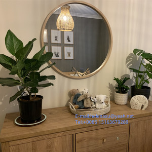 Bán Buôn Giá Rẻ Gỗ Sồi Nhìn Lớn Khung Gỗ Vòng Gương 80 Cm 90 Cm Kính Gương Tường Vòng Tròn Gương - Product Image 1