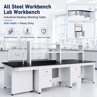 Banc de travail de laboratoire tout acier, table de laboratoire de physique industrielle, table de laboratoire antistatique robuste, îlot de laboratoire, banc de test de laboratoire avec étagère
