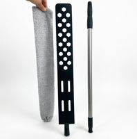 Plumeau télescopique avec manche en microfibre - Tissu doux gris pour le nettoyage sous le lit et sous le canapé, manche extensible pour les espaces étroits