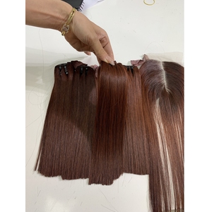 Paquetes de Cabello Humano Vietnamita Liso Marrón al Por Mayor a Precio de Fábrica y Cierre, Puntas Gruesas, Sin Enredos ni Caída - Product Image 1