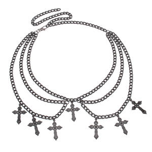 Women's Tibetan Silver <b>Cross</b> Waist <b>Chain</b> Multiple Layers Halloween Hip Hop Body <b>Chain</b> - Product Image 5