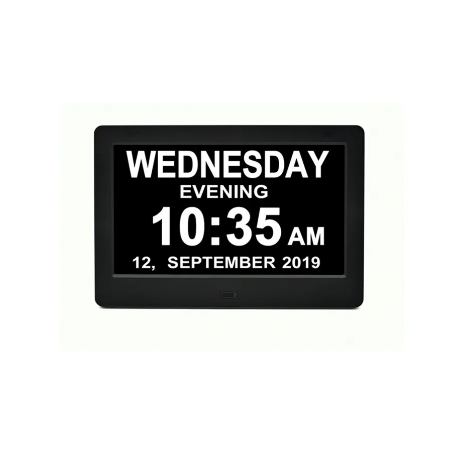 New Trend Gift Simple Display 7 inch LED Digital Calendar day Alarm Clock With Medication Reminder For Dementia