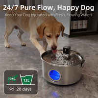 Tempat Minum Hewan Peliharaan Kapasitas Besar 12L 3 Galon Bahan Stainless Steel 304 Nirkabel Induksi Otomatis untuk Anjing Besar