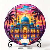 Plaque décorative en résine à impression UV, directement de l'usine, motif mosquée islamique, coucher de soleil, reflet de l'eau, ornement de bureau