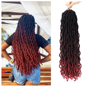 18 pulgadas rizado ondulado Gypsy Locs Ombre Crochet Hair Pre Looped Goddess Faux Locs pelo trenzado sintético para mujer africana - Product Image 1