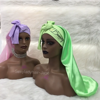 Ensemble de tresses pour femmes et cheveux longs vierges grand bonnets de drapeau de sommeil de nuit avec bandes élastiques