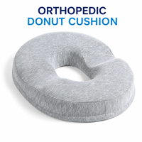 Coussin orthopédique gris en mousse à mémoire de forme pour soulagement des hémorroïdes et soutien du coccyx, avec housse amovible, vente en gros