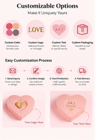 Boîte à bijoux romantique en forme de cœur, en carton de qualité supérieure, pliable, sur le thème de l'amour, cadeaux pour la Saint-Valentin, mariage, anniversaire, personnalisable avec gaufrage