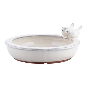 Vasca per Uccelli in Ceramica Rotonda Esschert Design Verde Scuro Lucido Blu Petrolio e Crema - Product Image 3