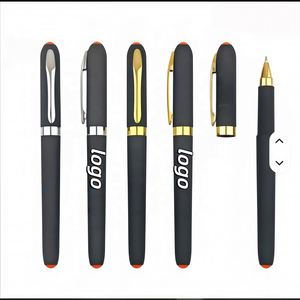 Stylo bille publicitaire personnalisé avec logo imprimé, clip métallique doré, pointe 1,0 mm, en plastique – Idéal pour le bureau - Product Image 1