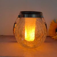 Lampe Solaire LED IP65 Effet Flamme pour Extérieur, Cour, Verre, Suspendue, Décorative, Noël, Style Bocal Mason