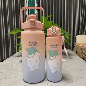 Lot de 2 Bouteilles d'Eau Sportives en Tritan de 2L (Demi-Gallon) avec Marqueur de Temps et Paille – Idéales pour la Gym et le Fitness - Product Image 3