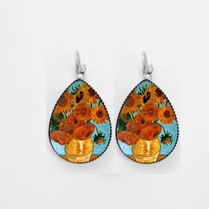 Boucles d'oreilles classiques en forme de larme, accessoires de bijoux, Gustav <span class=keywords><strong>Klimt</strong></span>, le baiser, image sous dôme en verre, goutte d'eau, boucles d'oreilles pour femmes - Product Image 2