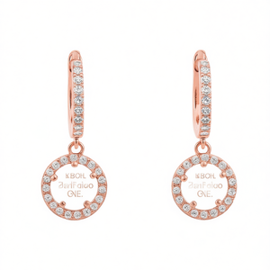 Boh JanFqiao Orecchini pendenti a cerchio in oro rosa con zirconi incastonati a pavé per donna, gioielli classici alla moda - Product Image 1