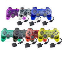 Manette de jeu transparente filaire Joypad pour PS2 Plastic Vibration With Motor Joystick Gamepad for PS2