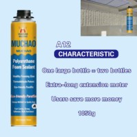 MU HCHAO A12 1050g 750ML Mousse PU en spray, adhésif thermique monocomposant portatif pour isolation et scellement de construction
