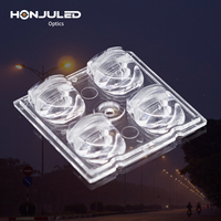 Lensa Optik LED HONJU 4-in-1 untuk Chip SMD 5050 Anti UV, Lensa PC untuk Lampu Taman Lanskap Luar Ruangan