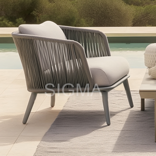 Outdoor Outdoor Rope Dining Chair Garden Rope Chair Aluminium Outdoor Rope Woven Dining Chair