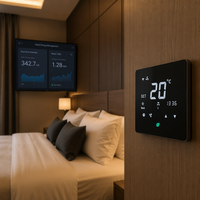Termostato Digital Programable WIFI AC8028F para Fan Coil de 2/4 Tubos, Diseño Moderno Cuadrado, 220V, PC+ABS Ignífugo, para Viviendas y Apartamentos