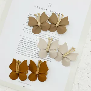Butterfly Hair Bow Clips for Baby Girls Women Toddler Leather Bows With Fully Lined Alligator Clips Handmade Hair Accessories