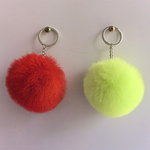 8cmポンポンふわふわキーリングソフトぬいぐるみチャームキーリングカラフルなフェイクファーふわふわキーホルダーボール女性と女の子のための - Product Image 2