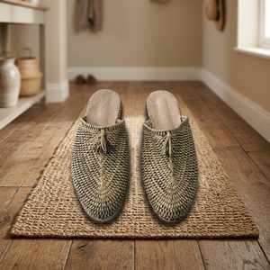 Handmade Straw Raffia <b>Outdoor</b> <b>Slippers</b> Closed Toe Breathable Summer Women Girls Slide Sandals - Product Image 1