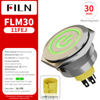 Interrupteur à bouton-poussoir momentané éclairé 12V 3A 1NO1NC étanche IP67 220 volts certifié CE ROHS pour l'automatisation domestique