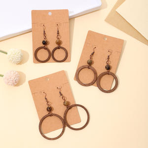 Pendientes de madera Retro Simple exagerado geométrico Circular hueco pendientes colgantes de madera para mujeres Uionen 987 - Product Image 2