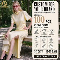 Robe d'été pour femmes de haute qualité, fabriquée sur mesure, OEM ODM, écologique, col rond, manches courtes, robe décontractée en lin maxi pour femmes