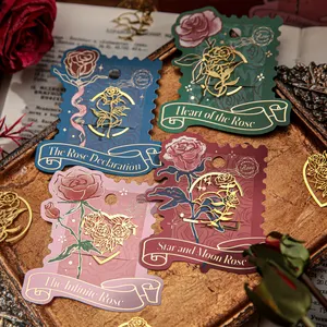 Mr. paper 1Pcs Vintage Rose Metal Openwork Bookmark Reading Book Mark Stationery School Office Supply Student Gifts