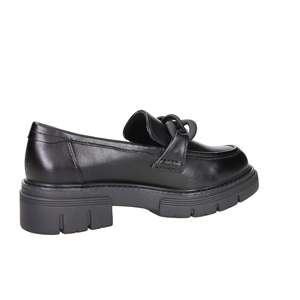 Mocassins pour femme Marco Tozzi en cuir noir à semelle épaisse, chaussures plates à enfiler - Product Image 5