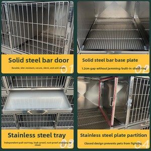 Gabbia per Animali Domestici in Acciaio Inossidabile a Doppio/Triplo Strato Rettangolare Multilivello per Ospedali Veterinari e Negozi di Animali - Product Image 2