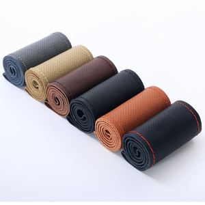 Housse de volant de voiture en cuir de luxe à 4 branches, en cuir de vachette, cousue à la main, universelle, toutes saisons, modèle Guangdong QK001 - Product Image 4