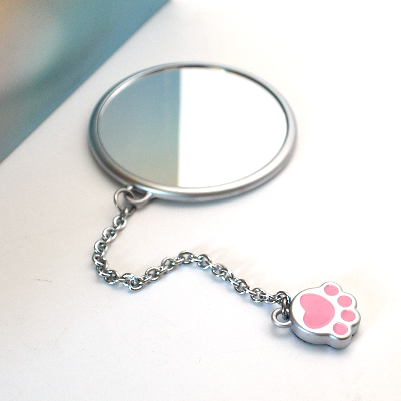 Милые круглые зеркальные серебряные карманные металлические зеркальные с цепочкой на заказ