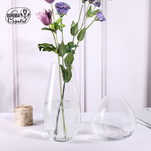 Bohemia Crystal Large <b>Vase</b> Waterfall Design Minimalist Style Hydroponic Glass <b>Vase</b> For Living Room <b>Decor</b> - Product Image 1