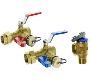 IPS Isolator Tankless Water Heater Service Valve Kit com Válvula De Alívio De Pressão, Latão Limpo 3-4 Polegadas