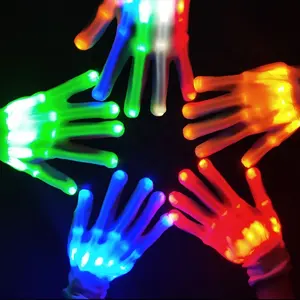 Guantes de brillo de iluminación de alta calidad halloween, guantes de iluminación de dedos intermitentes regalos de navidad baile luz led hasta guantes de esqueleto