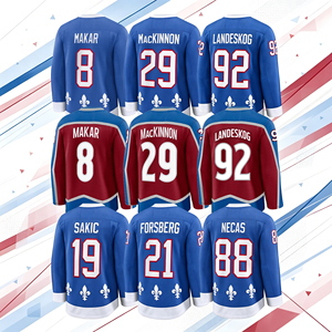 Camisetas de Hockey para Hombre, Completamente Cosidas, de los Jugadores Cale Makar, Nathan MacKinnon, Martin Necas, Gabriel Landeskog, Valeri Nichushkin, Tallas <span class=keywords><strong>S</strong></span>-3XL - Product Image 1